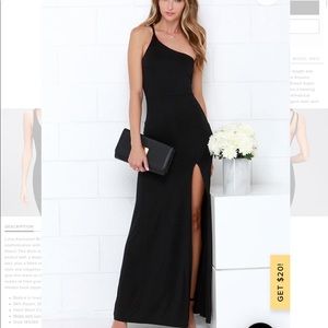 Sinuous Saunter Black One Shoulder Maxi Dress